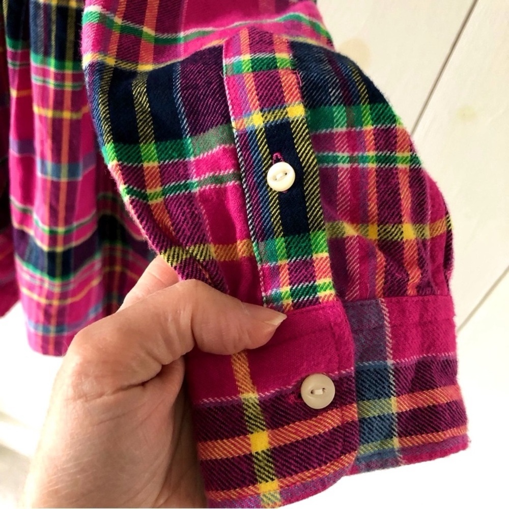 Polo Ralph Lauren Preppy Pink Plaid Button-Up Cotton Dress Girl’s Size 16 - Picture 9 of 13